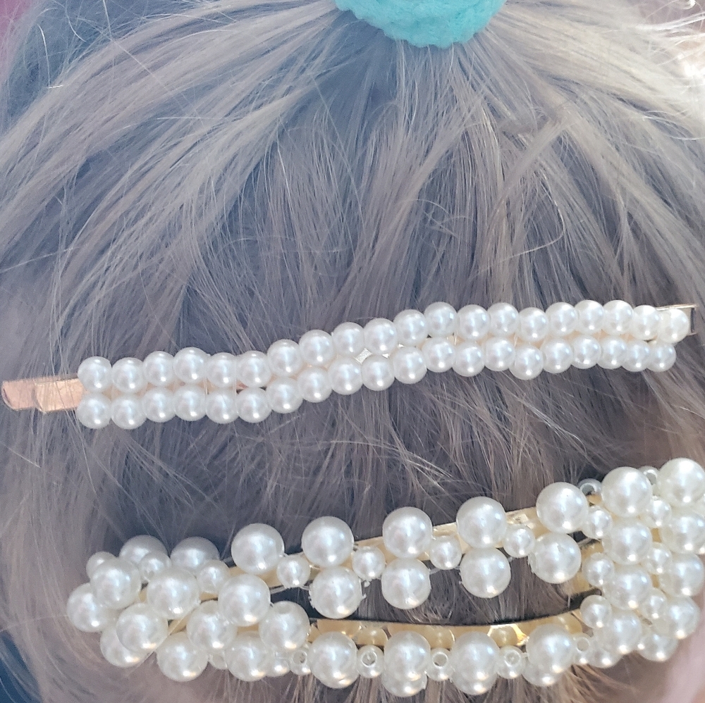 5/$15 XLarge Faux Pearl Hair Clip Barette Trendy